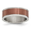 Chisel Stainless Steel Brushed and Polished Brown IP-plated 8mm Band
