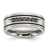 Chisel Stainless Steel Brushed and Polished Black IP-plated 1/2 Carat Black Diamond 9mm Band