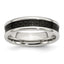 Chisel Stainless Steel Polished with Black Carbon Fiber Inlay 6mm Band