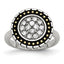 Stainless Steel CZ with Yellow IP-plated Accent Antiqued Ring