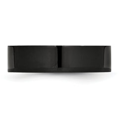 Chisel Stainless Steel Polished Black IP-plated 6mm Flat Band