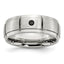 Chisel Stainless Steel Polished Brushed Center 1/20 carat Black Diamond 8mm Band