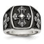 Chisel Stainless Steel Antiqued Polished and Textured Cross Ring - Sophia Jewelers