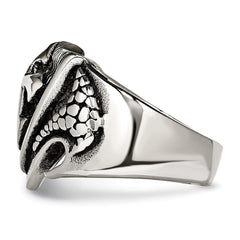 Chisel Stainless Steel Antiqued Polished and Textured Shield Ring