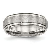 Chisel Stainless Steel Brushed and Polished 7mm Ridged Edge Band