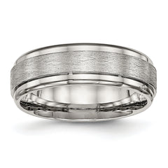 Chisel Stainless Steel Brushed and Polished 7mm Ridged Edge Band