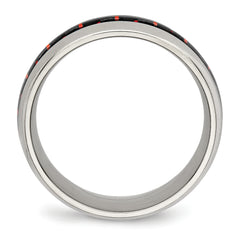 Chisel Stainless Steel Polished with Black and Red Carbon Fiber Inlay 8mm Band