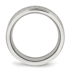 Stainless Steel Brushed and Polished Twisted 7mm Band