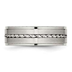 Stainless Steel Brushed and Polished Twisted 7mm Band