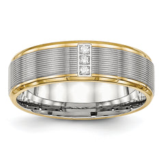 Stainless Steel Polished Yellow IP-plated w/CZ 6mm Grooved Band