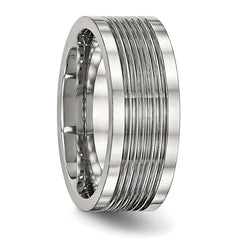 Stainless Steel Polished Grooved 8mm Comfort Fit Band