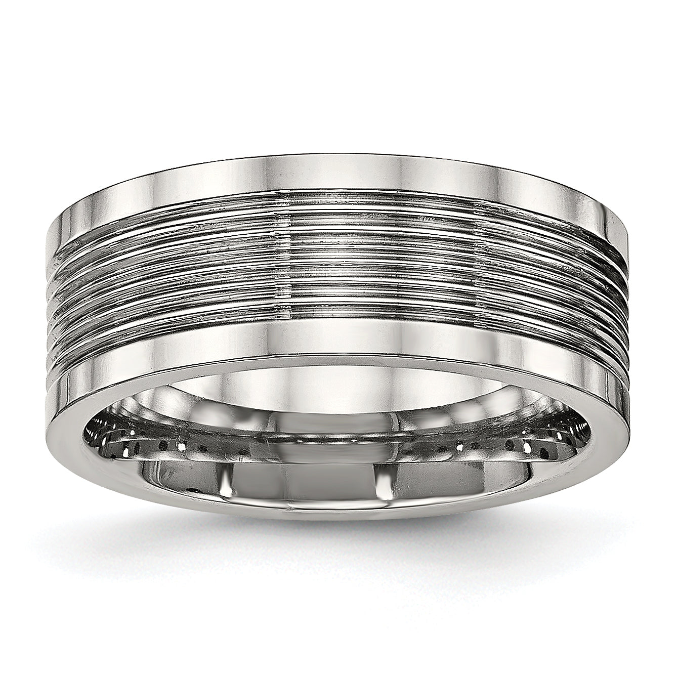 Stainless Steel Polished Grooved 8mm Comfort Fit Band