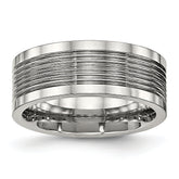Stainless Steel Polished Grooved 8mm Comfort Fit Band