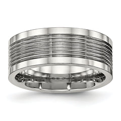 Stainless Steel Polished Grooved 8mm Comfort Fit Band