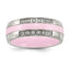 Stainless Steel Polished Pink Ceramic CZ Ring