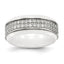 Chisel Stainless Steel Polished White Ceramic CZ Ridged Edge Ring - Sophia Jewelers
