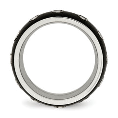Chisel Stainless Steel Brushed and Polished Black IP-plated CZ Half Round 7mm Band