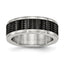 Stainless Steel Polished/Textured w/Brushed Edges Black IP-plated Band