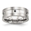 Black Cubic Zirconia Wedding Band in Stainless Steel, 8mm Brushed & Polished - Sophia Jewelers
