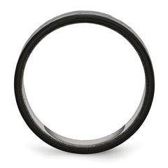 Chisel Stainless Steel Polished Black IP-plated Diamond-Cut 8mm Band