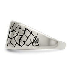 Chisel Stainless Steel Antiqued and Polished Yellow IP-plated with Crystal Cross Ring