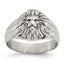 Chisel Stainless Steel Antiqued and Polished Lion Head Ring