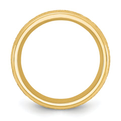 Chisel Stainless Steel Polished Yellow IP-plated Etched Design Ridged Edge 7.5mm Band