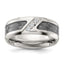 Carbon Fiber Inlay & Cubic Zirconia Wedding Band in Stainless Steel, 8mm - Sophia Jewelers