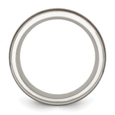 Chisel Stainless Steel Polished with Wood Inlay Arrow 8mm Band