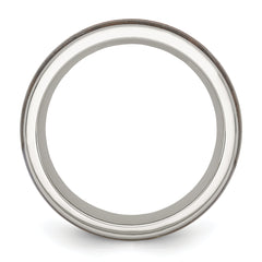 Chisel Stainless Steel Polished with Wood Inlay Arrow 8mm Band