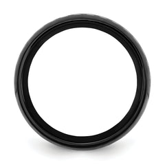 Chisel Stainless Steel Polished Black IP-plated with Carbon Fiber Inlay 8mm Band