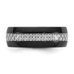 Chisel Stainless Steel Polished Black IP-plated with Carbon Fiber Inlay 8mm Band