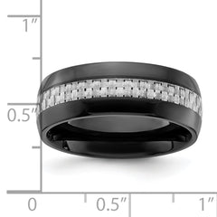 Chisel Stainless Steel Polished Black IP-plated with Carbon Fiber Inlay 8mm Band