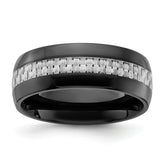 Chisel Stainless Steel Polished Black IP-plated with Carbon Fiber Inlay 8mm Band