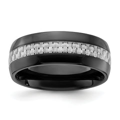 Chisel Stainless Steel Polished Black IP-plated with Carbon Fiber Inlay 8mm Band