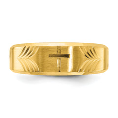 Chisel Stainless Steel Brushed and Polished Yellow IP-plated Diamond-cut Cross 8mm Tapered Band