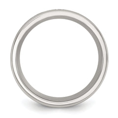 Chisel Stainless Steel Polished with Black Carbon Fiber Inlay CZ Cross 8mm Band