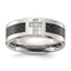 Chisel Cubic Zirconia Cross Carbon Fiber Inlay Wedding Band in Stainless Steel, 8mm, Size 7–13 - Sophia Jewelers