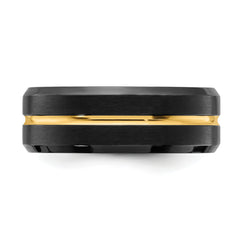 Chisel Stainless Steel Brushed and Polished Black and Yellow IP-plated 8mm Band