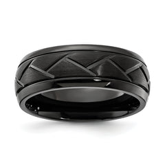 Chisel Stainless Steel Black IP-plated Brushed Center 8.00mm Band