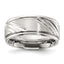 Chisel Grooved Flat Wedding Band in Stainless Steel, 9mm Brushed & Polished, Size 7–13 - Sophia Jewelers