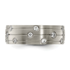 Chisel Stainless Steel Brushed with CZ 8.00mm Band