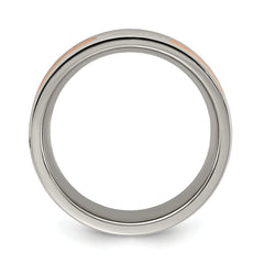 Chisel Stainless Steel Polished Rose IP-plated with CZ 7.00mm Band