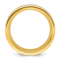 Chisel Stainless Steel Brushed and Polished Yellow IP-plated CZ 8mm Band