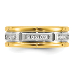 Chisel Stainless Steel Brushed and Polished Yellow IP-plated CZ 8mm Band