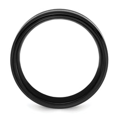 Chisel Stainless Steel Polished Black IP-plated Skulls with Blue Carbon Fiber Inlay 8mm Band