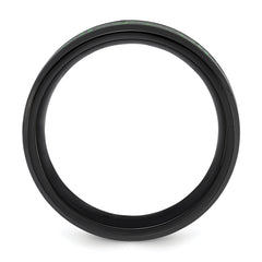 Chisel Stainless Steel Polished Black IP-plated Dragon Design with Green Glow in the Dark Enamel 8mm Band