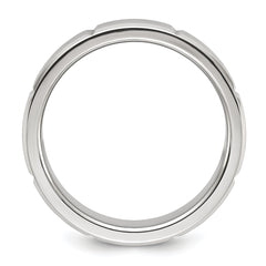 Chisel Stainless Steel Brushed and Polished Grooved 6mm Band