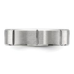 Chisel Stainless Steel Brushed and Polished Grooved 6mm Band