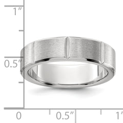 Chisel Stainless Steel Brushed and Polished Grooved 6mm Band